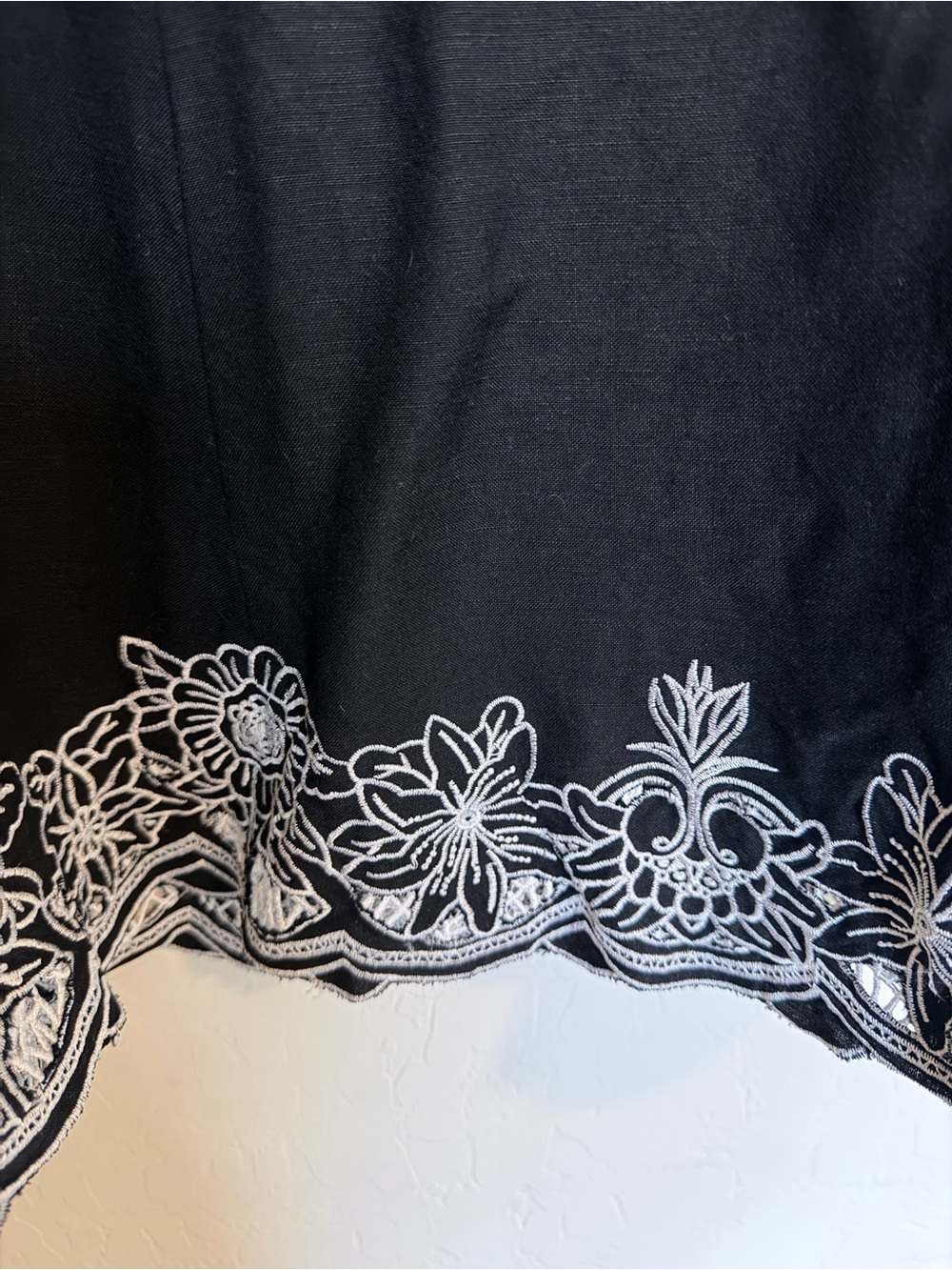 Lane Bryant Black linen A-line Flare Skirt with White Floral Lace Hem - Picture 6 of 12